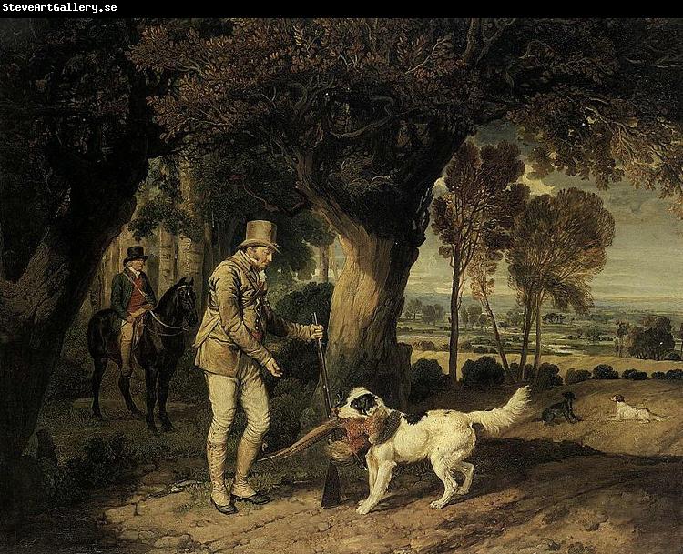 James Ward John Levett Receiving Pheasant from Retriever on HIs Estate at Wychnor,